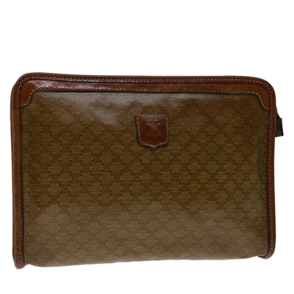 CELINE Macadam Canvas Clutch Bag Brown Auth bs12762 - Picture 1 of 16